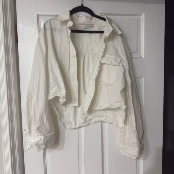 Anine Bing - White Cropped Button-Up Shirt - Picture 1 of 4